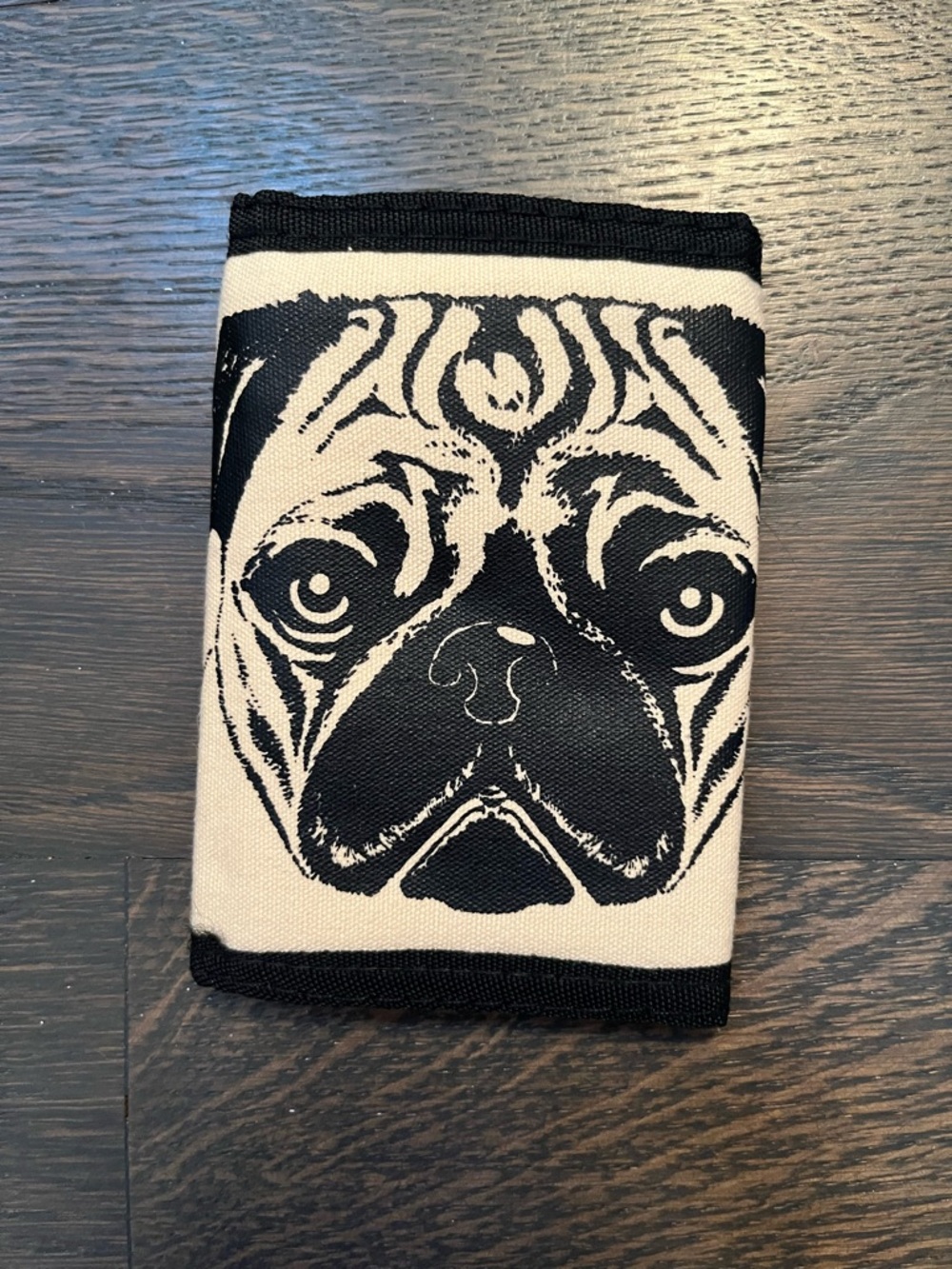 Pug wallet, canvas with velco
